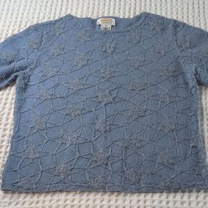 Talbots Vintage Blue Textured Sweater Merino Wool Mohair Blend